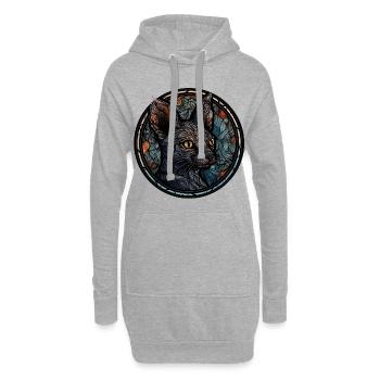 Lykoi Katzenrasse Aquarellglas - Hoodie-Kleid - Grau meliert - Vorne