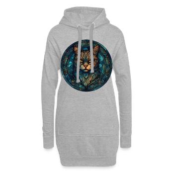 Manx Cat Breed Aquarelle Verre - Sweat-shirt à capuche long Femme - gris chiné - Devant