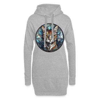 Manx Cat Breed Aquarelle Verre - Sweat-shirt à capuche long Femme - gris chiné - Devant