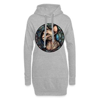Peterbald Cat Breed Aquarelle Verre - Sweat-shirt à capuche long Femme - gris chiné - Devant