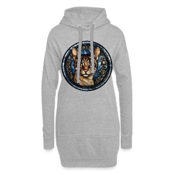 Savannah Katzenrasse Aquarellglas - Hoodie-Kleid - Grau meliert - Vorne