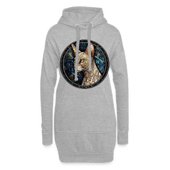 Peterbald Katzenrasse Aquarellglas - Hoodie-Kleid - Grau meliert - Vorne