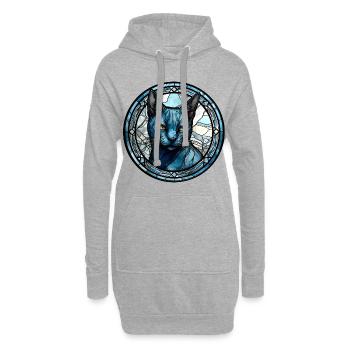 Verre aquarelle de race de chat bleu russe - Sweat-shirt à capuche long Femme - gris chiné - Devant