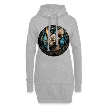 Peterbald Katzenrasse Aquarellglas - Hoodie-Kleid - Grau meliert - Vorne