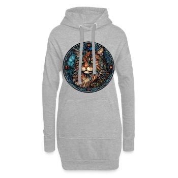 Ragamuffin Katzenrasse Aquarellglas - Hoodie-Kleid - Grau meliert - Vorne