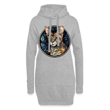 Ocicat Katzenrasse Aquarellglas - Hoodie-Kleid - Grau meliert - Vorne