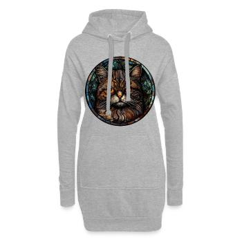 Selkirk Rex Katzenrasse Aquarellglas - Hoodie-Kleid - Grau meliert - Vorne
