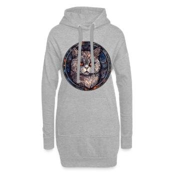 Selkirk Rex Katzenrasse Aquarell Glasmalerei - Hoodie-Kleid - Grau meliert - Vorne