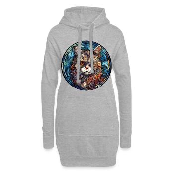 Selkirk Rex Katzenrasse Aquarellglas - Hoodie-Kleid - Grau meliert - Vorne