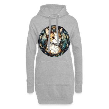 Singapura Katzenrasse Aquarell Glasmalerei - Hoodie-Kleid - Grau meliert - Vorne