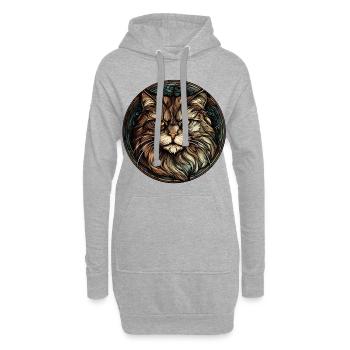 Sibirische Katzenrasse Aquarell Glasmalerei - Hoodie-Kleid - Grau meliert - Vorne