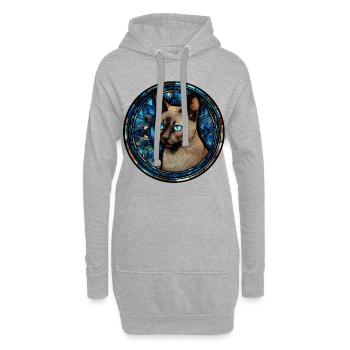 Tonkinesische Katzenrasse Aquarell Glasmalerei - Hoodie-Kleid - Grau meliert - Vorne