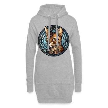 Toyger Katzenrasse Aquarell Glasmalerei - Hoodie-Kleid - Grau meliert - Vorne