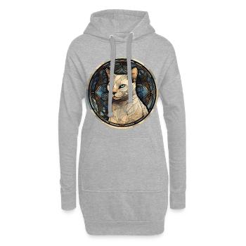 Thailändische Katzenrasse Aquarell Glasmalerei - Hoodie-Kleid - Grau meliert - Vorne