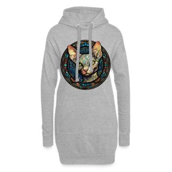Sphynx Cat Race Aquarelle Peinture sur verre - Sweat-shirt à capuche long Femme - gris chiné - Devant