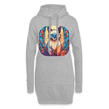 Bunte balinesische Katzenrasse Aquarellmalerei - Hoodie-Kleid - Grau meliert - Vorne