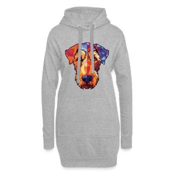 Airedale Terrier Chien Aquarelle Peinture colorée - Sweat-shirt à capuche long Femme - gris chiné - Devant