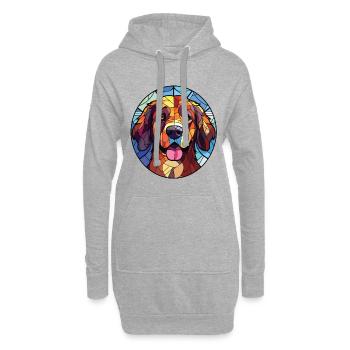 Akbash Hund Aquarell Bunte Malerei - Hoodie-Kleid - Grau meliert - Vorne
