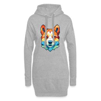 Akita Inu Hund Aquarell Bunte Malerei - Hoodie-Kleid - Grau meliert - Vorne