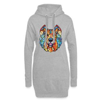 Berger Afghan Chien Aquarelle Peinture Colorée - Sweat-shirt à capuche long Femme - gris chiné - Devant