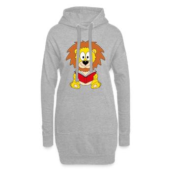LESEN - BUCH - GESCHICHTE - TIERISCH - TIER - LÖWE - Hoodie-Kleid - Grau meliert - Vorne