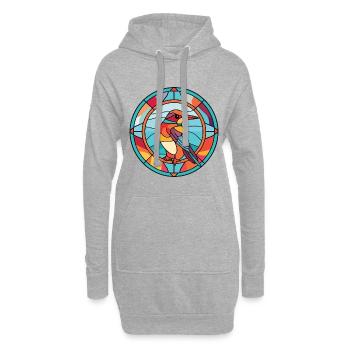 Oiseau coloré Aquarelle Animal Animal Illustration - Sweat-shirt à capuche long Femme - gris chiné - Devant