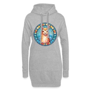 Alpaga Aquarelle colorée Animal Animal Illustration - Sweat-shirt à capuche long Femme - gris chiné - Devant