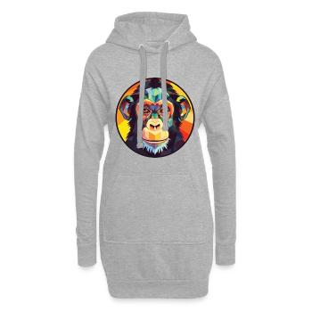 Schimpanse Bunte Aquarell-Tierillustration - Hoodie-Kleid - Grau meliert - Vorne