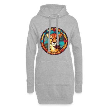 Gepard Bunte Aquarell-Tierillustration - Hoodie-Kleid - Grau meliert - Vorne