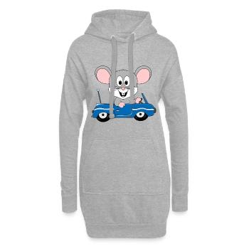 AUTO - MAUS - TIER - KINDER - BABYS - Hoodie-Kleid - Grau meliert - Vorne
