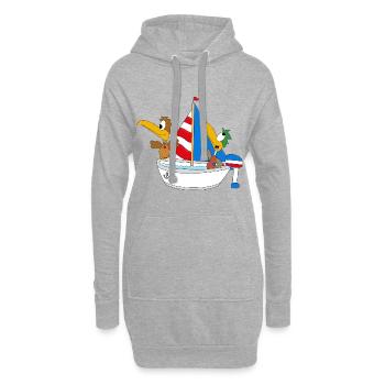 ENTEN - BOOT - SCHIFF - MEER - SEE - VÖGEL - TIERE - Hoodie-Kleid - Grau meliert - Vorne