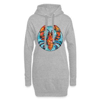 Hummer Bunte Aquarell-Tierillustration - Hoodie-Kleid - Grau meliert - Vorne