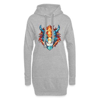 Drache Buntes Aquarell Tier Haustier Illustration - Hoodie-Kleid - Grau meliert - Vorne