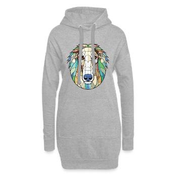 Russe Borzoi Chien Aquarelle colorée Animal Pet - Sweat-shirt à capuche long Femme - gris chiné - Devant