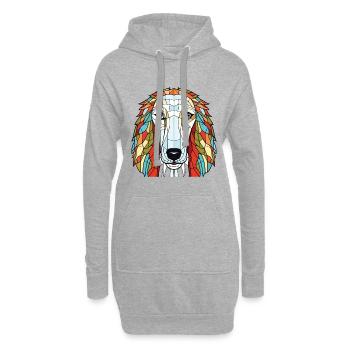 Russe Borzoi Chien Aquarelle colorée Animal Pet - Sweat-shirt à capuche long Femme - gris chiné - Devant