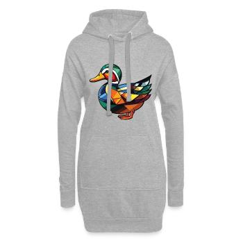Canard mandarin Aquarelle colorée Animal Cartoon - Sweat-shirt à capuche long Femme - gris chiné - Devant