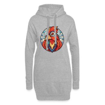 Hahn Bunte Aquarell-Tierillustration - Hoodie-Kleid - Grau meliert - Vorne