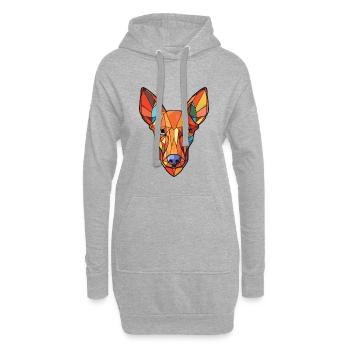 Pharaon Chien de Chien Coloré Aquarelle Animal Animal de Compagnie - Sweat-shirt à capuche long Femme - gris chiné - Devant
