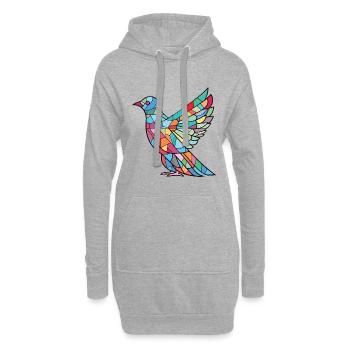 Dove Aquarelle colorée Animal Animal Illustration - Sweat-shirt à capuche long Femme - gris chiné - Devant