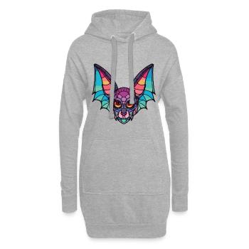 Fledermaus Buntes Aquarell Tier Haustier Illustration - Hoodie-Kleid - Grau meliert - Vorne