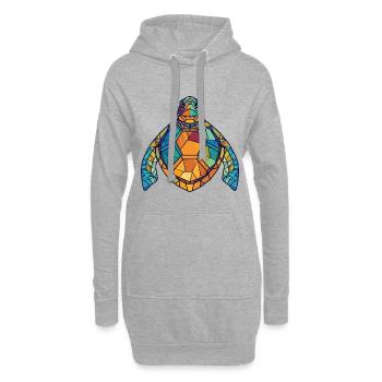 Tortue Aquarelle colorée Animal Animal Illustration - Sweat-shirt à capuche long Femme - gris chiné - Devant