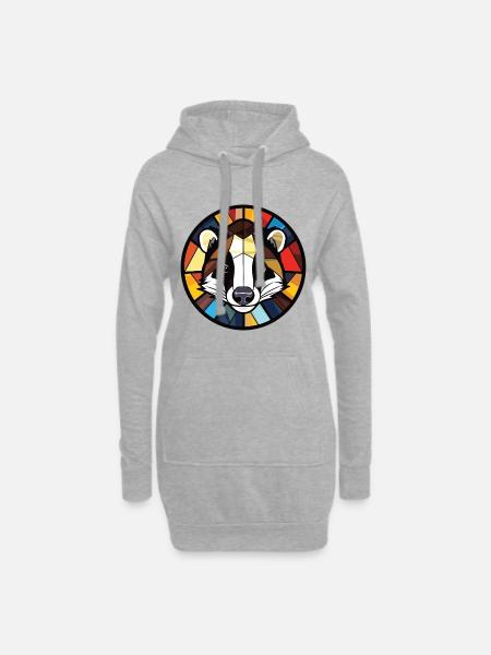 Dachs Buntes Aquarell Tier Haustier Illustration - Hoodie-Kleid - Grau meliert