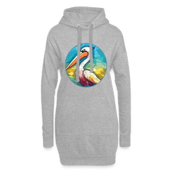 Pelikan Bunte Aquarell-Tierillustration - Hoodie-Kleid - Grau meliert - Vorne