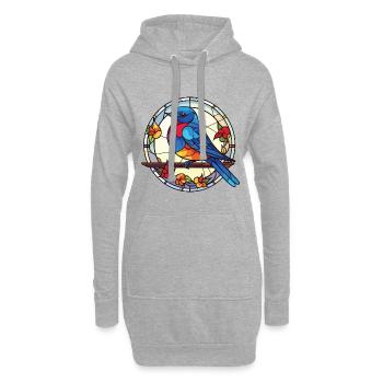 Blauer Vogel Bunte Aquarell-Tierillustration - Hoodie-Kleid - Grau meliert - Vorne