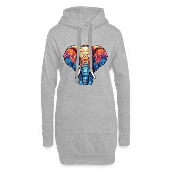 Elefant Bunte Aquarell-Tierillustration - Hoodie-Kleid - Grau meliert - Vorne