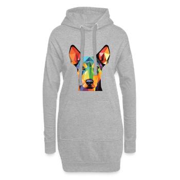 Dobermann Terrier Hund Buntes Aquarell Tier - Hoodie-Kleid - Grau meliert - Vorne