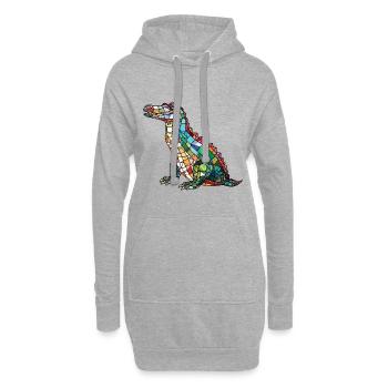 Krokodil Bunte Aquarell-Tierillustration - Hoodie-Kleid - Grau meliert - Vorne