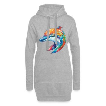 Delphin Bunte Aquarell-Tierillustration - Hoodie-Kleid - Grau meliert - Vorne