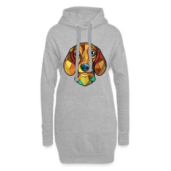 Dackelhund Hund Buntes Aquarell Tierkarikatur - Hoodie-Kleid - Grau meliert - Vorne