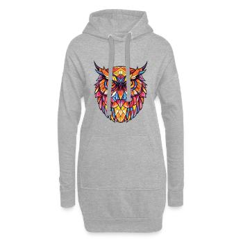 Eule Buntes Aquarell Tier Haustier Illustration - Hoodie-Kleid - Grau meliert - Vorne